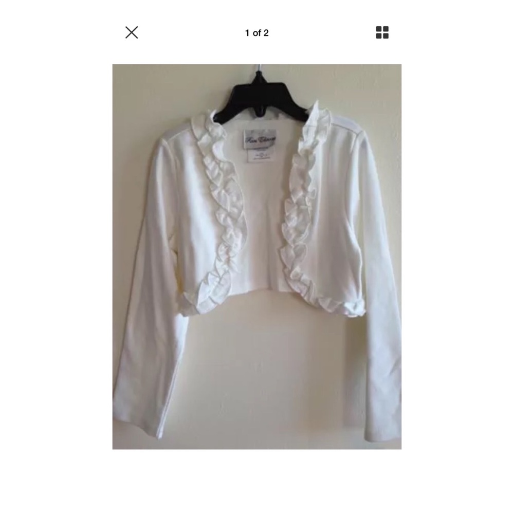 ☘️Girls White Knit Cardigan Mini Jacket New